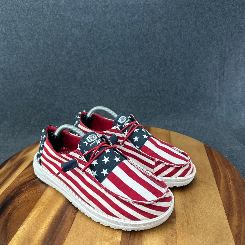 Hey Dude Wendy Americana American Flag Stars Stripes Shoes W7 41096-9CW - Picture 2 of 11